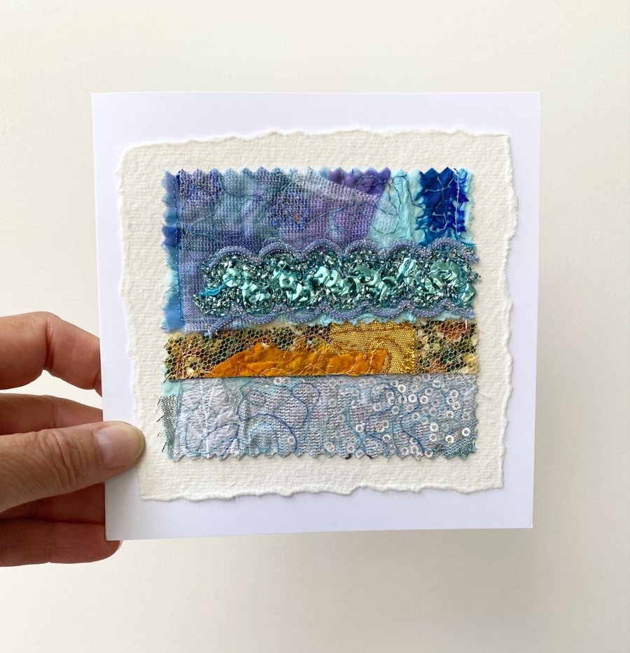 Upcycled seascape greetings card. Birthday card. Special card. 