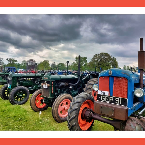  Vintage Tractors Greeting Card A5