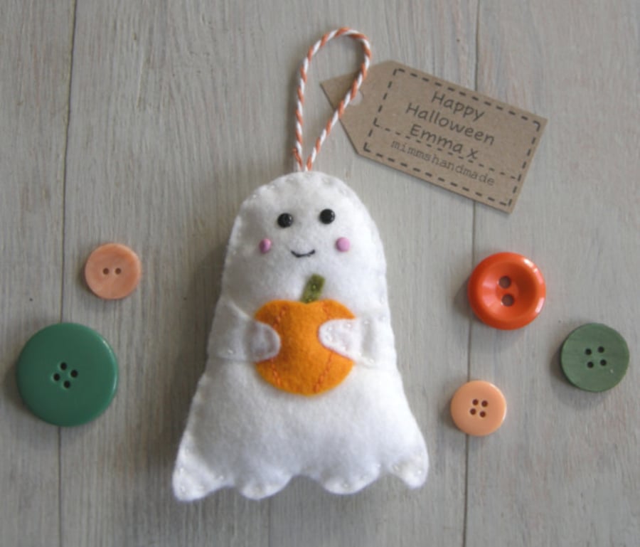 Handmade ghost decoration can be personalised