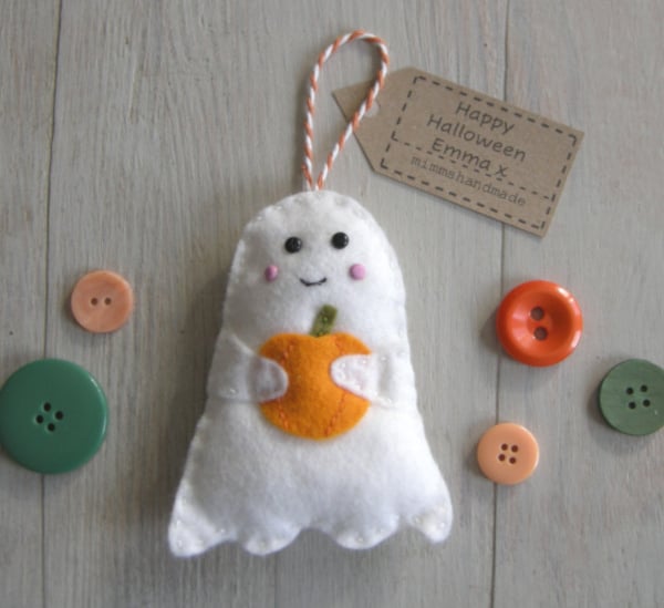 Handmade ghost decoration can be personalised