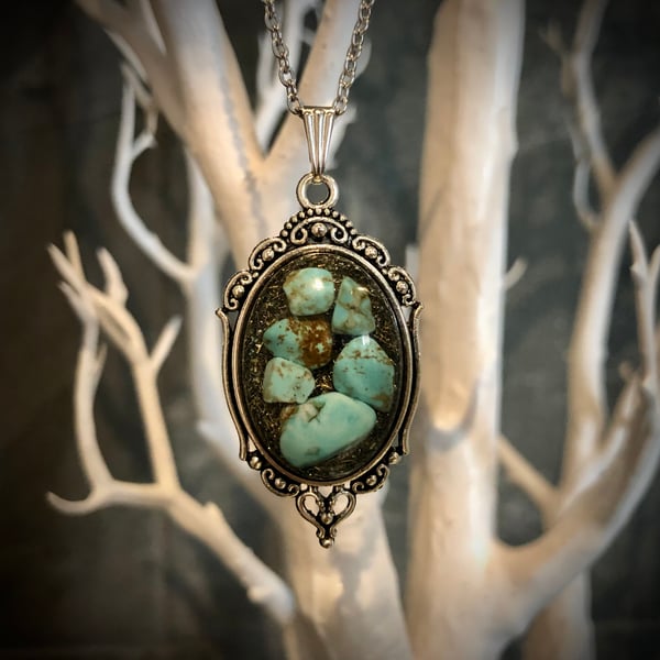 Turquoise Crystal Energy Pendant - classical design