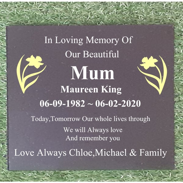 Engraved Black Granite Memorial Plaque Flat Grave Stone Grass Marker Headstone