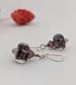 Glass Lampwork Drop Earrings: Swarovski Crystal, Gold Filled Earwires