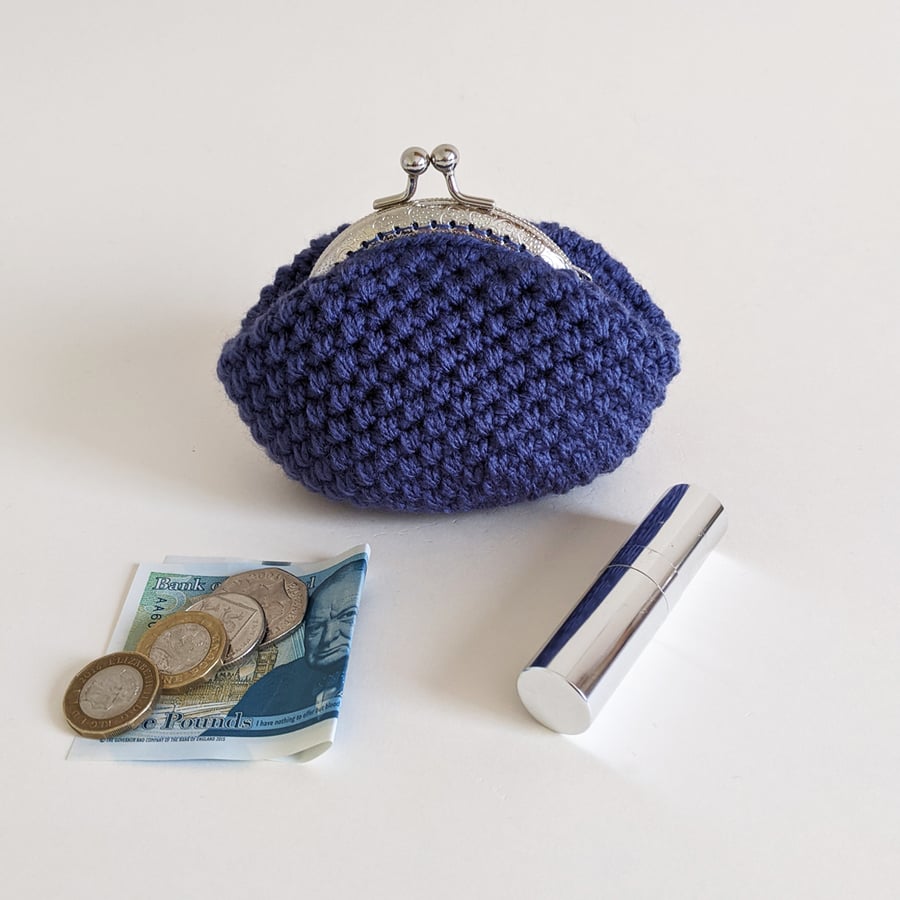 Coin Purse in Cornflower Blue with silver-coloured embossed frame