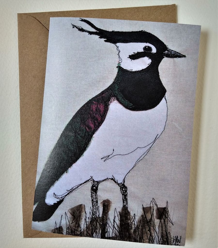 Lapwing Embroidered Greetings Card