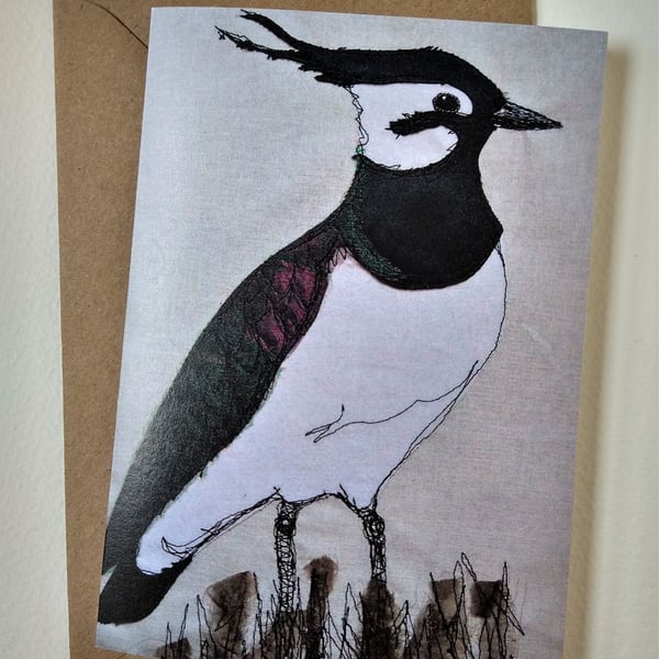 Lapwing Embroidered Greetings Card