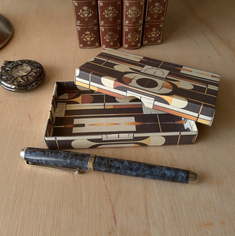 'Art Deco A' - A handmade, ultra-thin, necklace gift box (Code: NBADA)