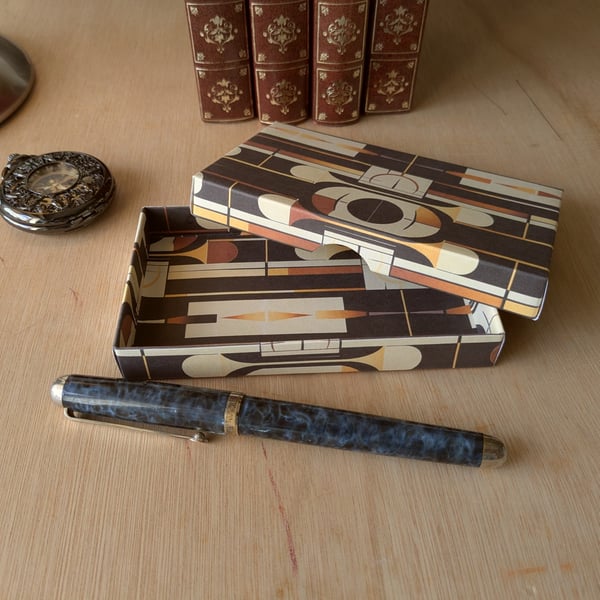 'Art Deco A' - A handmade, ultra-thin, necklace gift box (Code: NBADA)