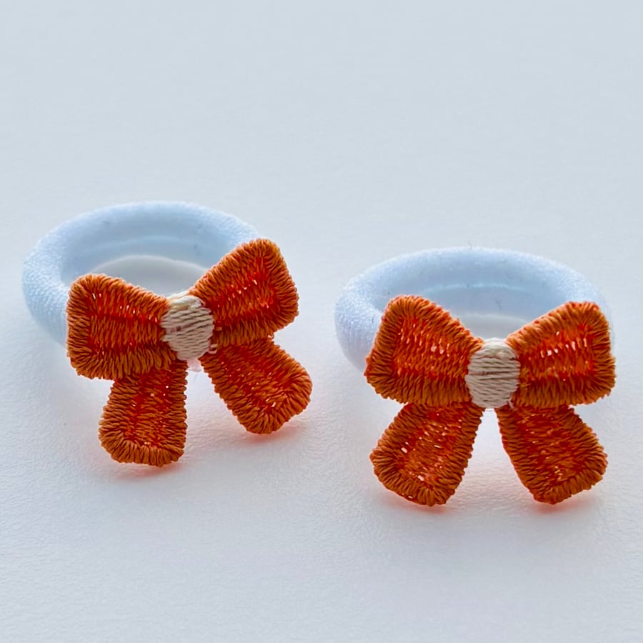 Mini Orange Bow Hair bobbles 