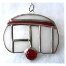 Caravan Suncatcher Stained Glass Mini Red Camping 