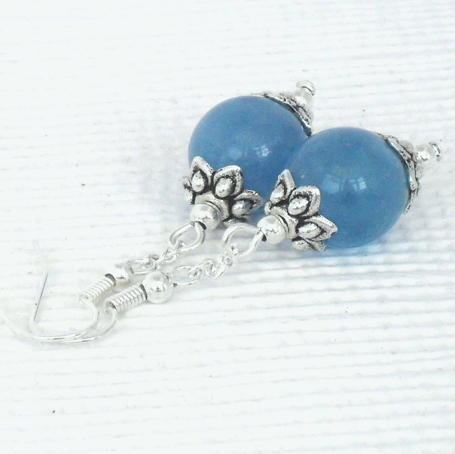 SALE:  Blue quartz and tibetan silver earrings