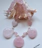 Designer Natural Rose Quartz & Freshwater Culture Pearl Necklace  - Image 2