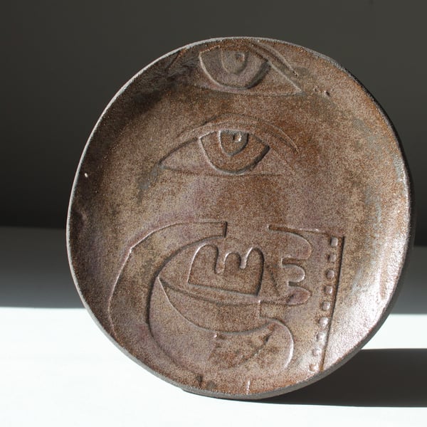 Shallow Decorative Dish with Collage Surface.