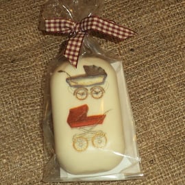 Unusual Pretty Decorated Baby Soap Vintage Prams Shower Gift 