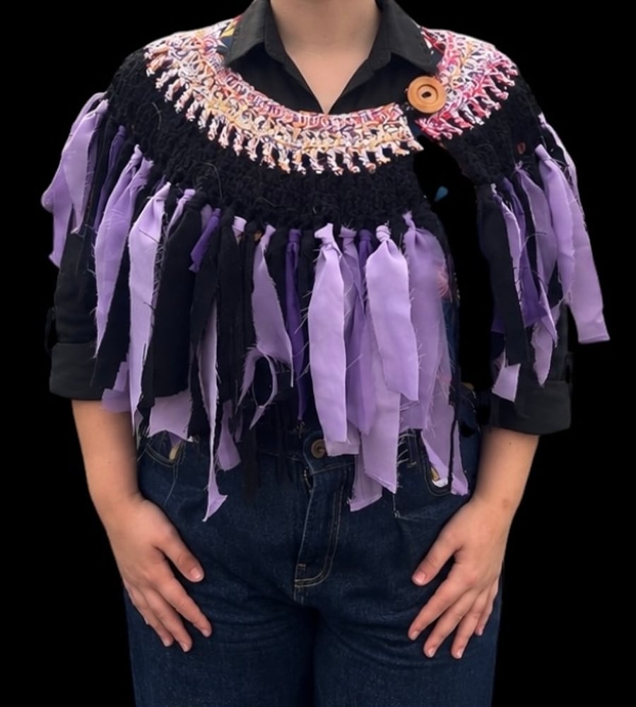 Upcycled Goth Dark Fantasy Halloween Boho Capelet