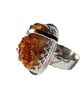 Citrine Druzy Adjustable Statement Ring Sterling Silver Chunky Crystal Jewellery - Image 3