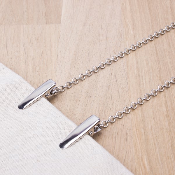 Napkin Clips - Plain silver neck chain napkin holder - senior gift