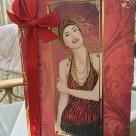 Large Art deco lady birthday or anniversary card.