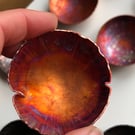 Flame painted copper bowl with hammer texture, 7th wedding anniversary gift