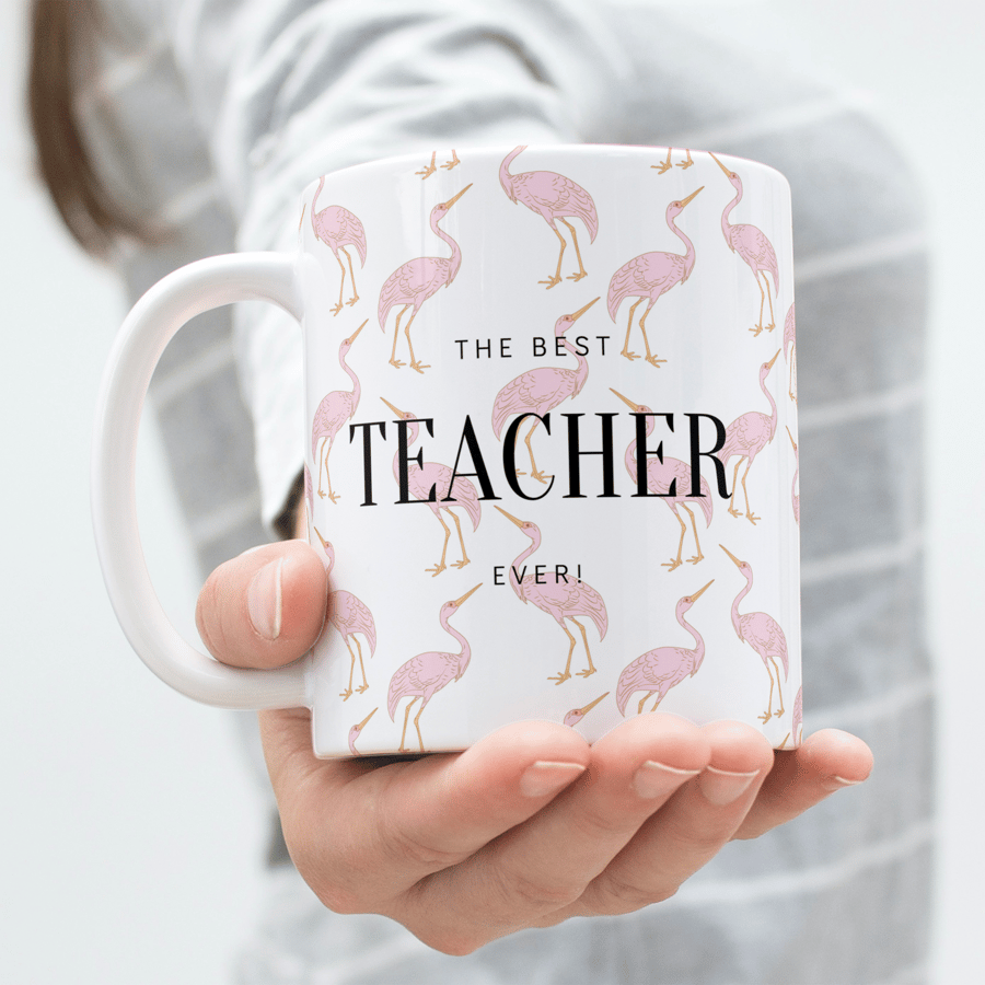 The Best Teacher Ever Bird Design Mug, Unique Gift For Teachers, Teacher Gifts