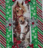 Hand Crafted Decoupage Chistmas Card - Happy Christmas (3383) - Xmas Pony Horse - Image 1