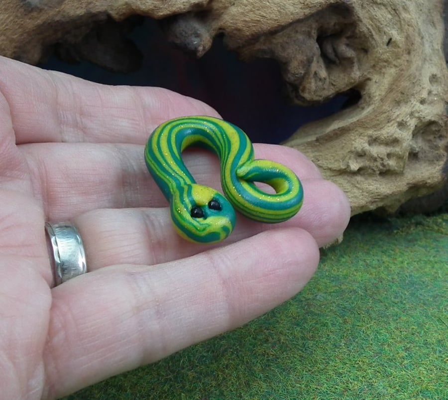 Spring Sale ... Tiny Snake OOAK Sculpt by artist Ann Galvin