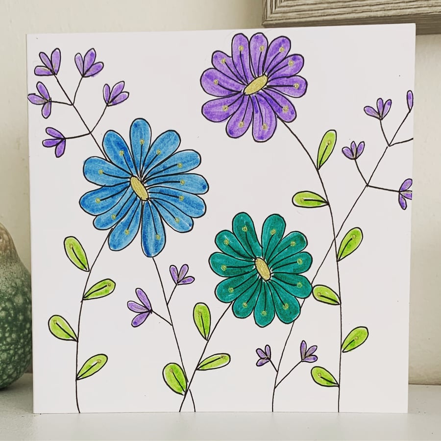 Hand drawn Flowers Card 