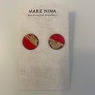 Red and gold stud earrings 