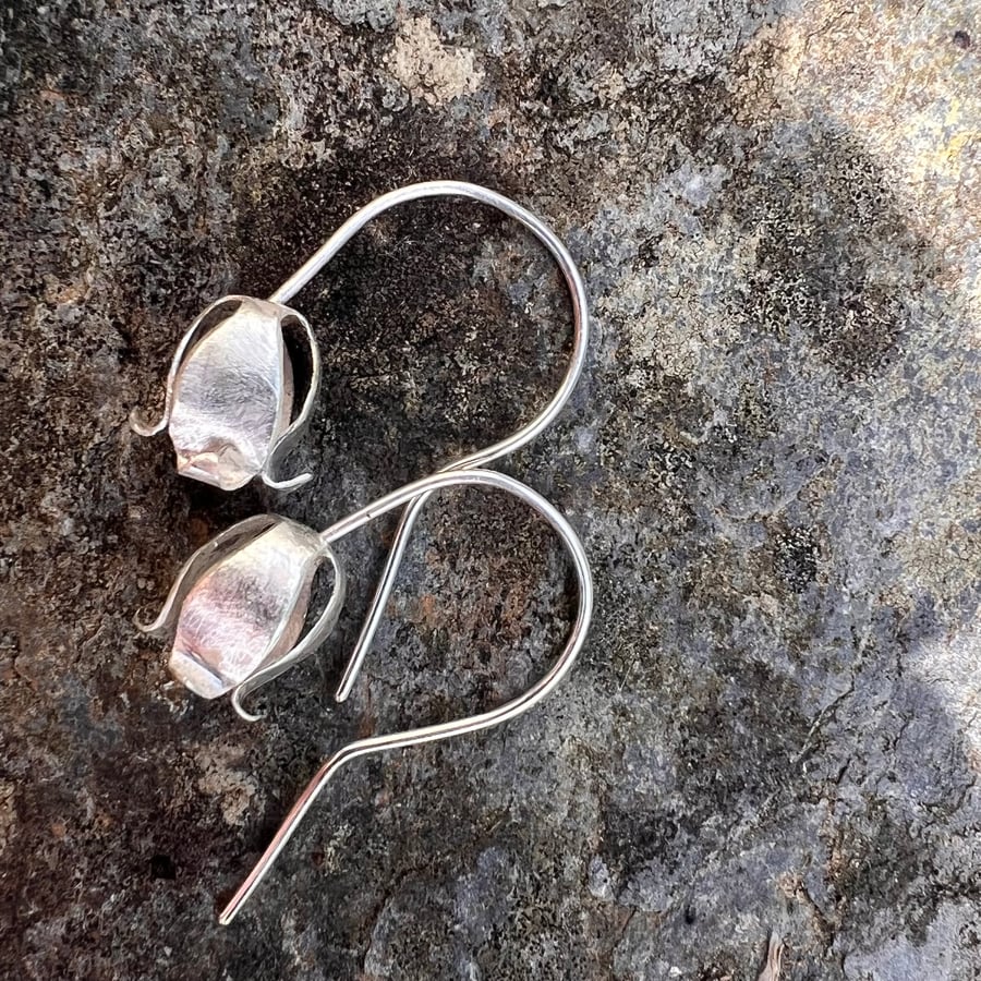 Eco Silver Flower  Dangle Earrings