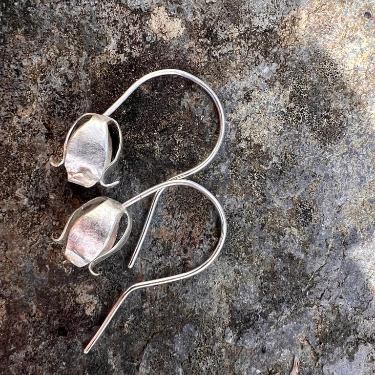 Eco Silver Flower  Dangle Earrings