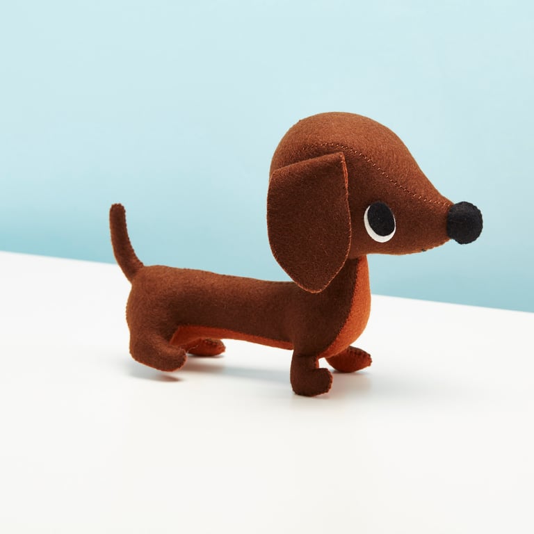 Felt Dachshund sausage dog ornament
