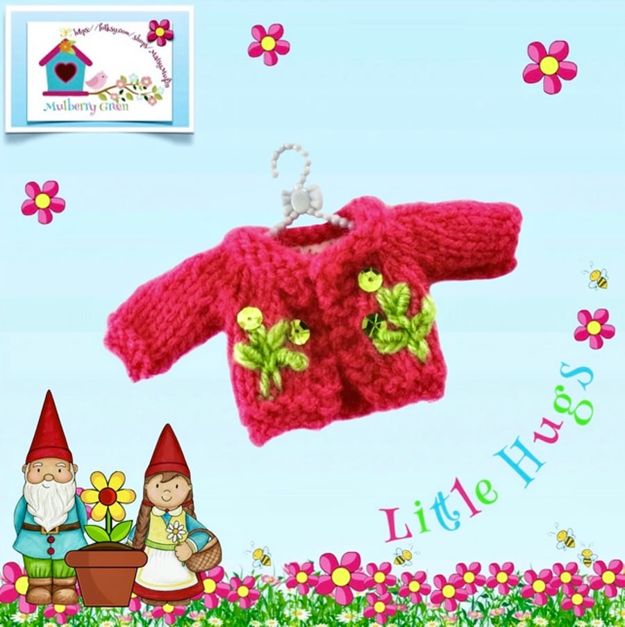Raspberry Pink Embroidered and Sequinned Cardigan to fit the Little Hugs dolls 