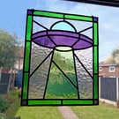 Stained Glass UFO Window Hanging