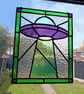 Stained Glass UFO Window Hanging