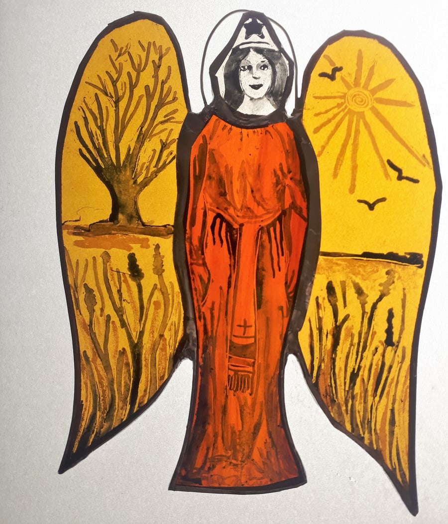 Contemporary Stained Glass - Guardian Angel of Land and Sea 