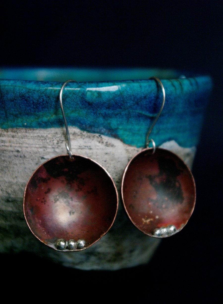 Large Copper Cup Statement  Earrings