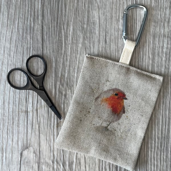 Fabric Robin Keyring 