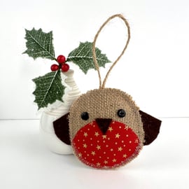 Rustic Robin Hanging Christmas Decoration