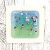 Glass Flower Meadow Picture with Pretty Pink Flowers