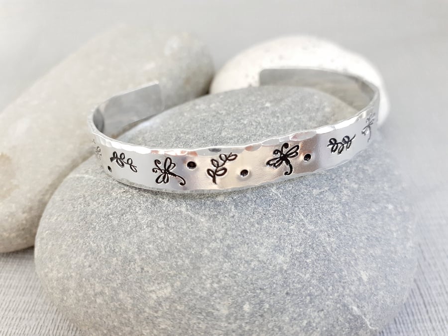 Dragonfly Bracelet, Hand Stamped