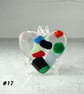 Multicoloured fused glass heart pocket hug with stand 5x4.5cm (17)