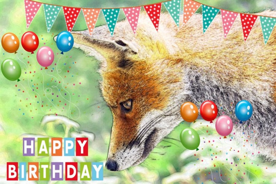 A5 Fox Birthday Card 