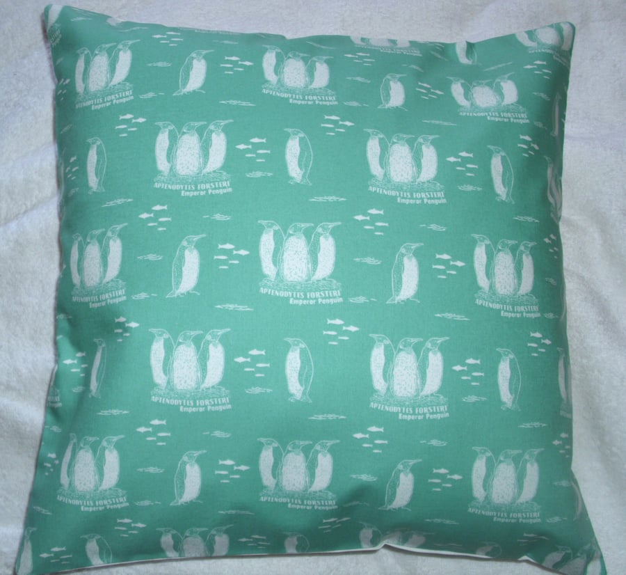 On the Oceans Emperor Penguins cushion