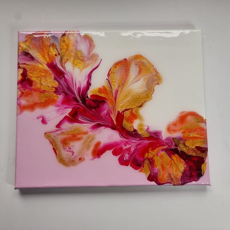 (12) Acrylic Art featuring Pink Blooms, Dancing Flow