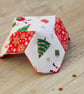 Small Fabric Patchwork Basket with Snowmen and Santa's - Image 6