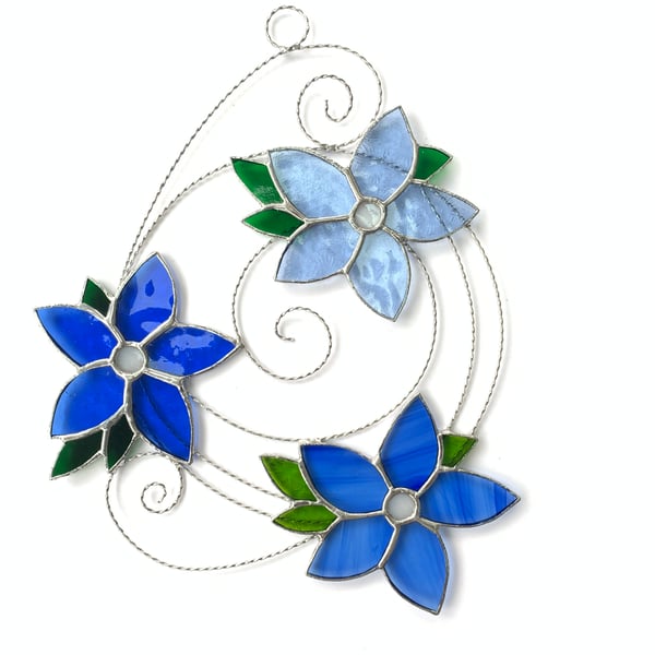 Stained Glass Daisy Circle Suncatcher - Handmade Window Decoration 