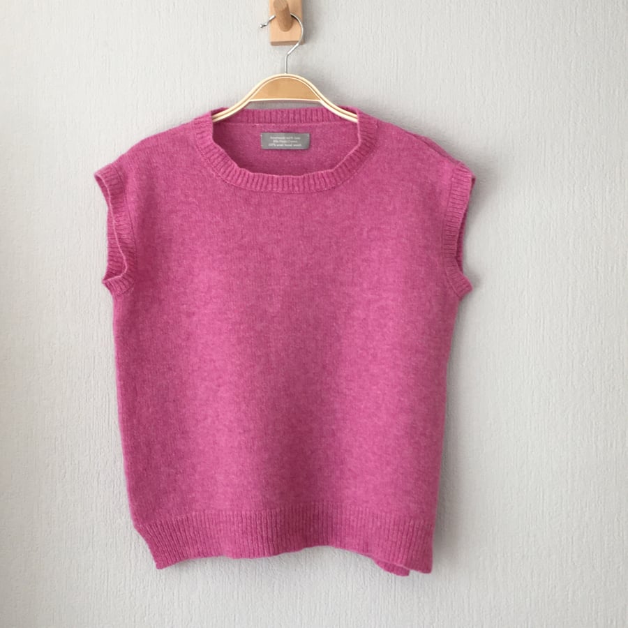 Vest Tank top foxglove pink knitted soft merino lambswool - MADE TO ORDER