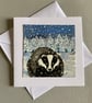 Hand painted Winter badger card - Image 2
