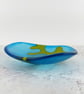 Turquoise Blue Glass Dish with Seaweed Design - Image 1