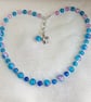 Gorgeous Blue Pink Glass Choker Necklace. - Image 4